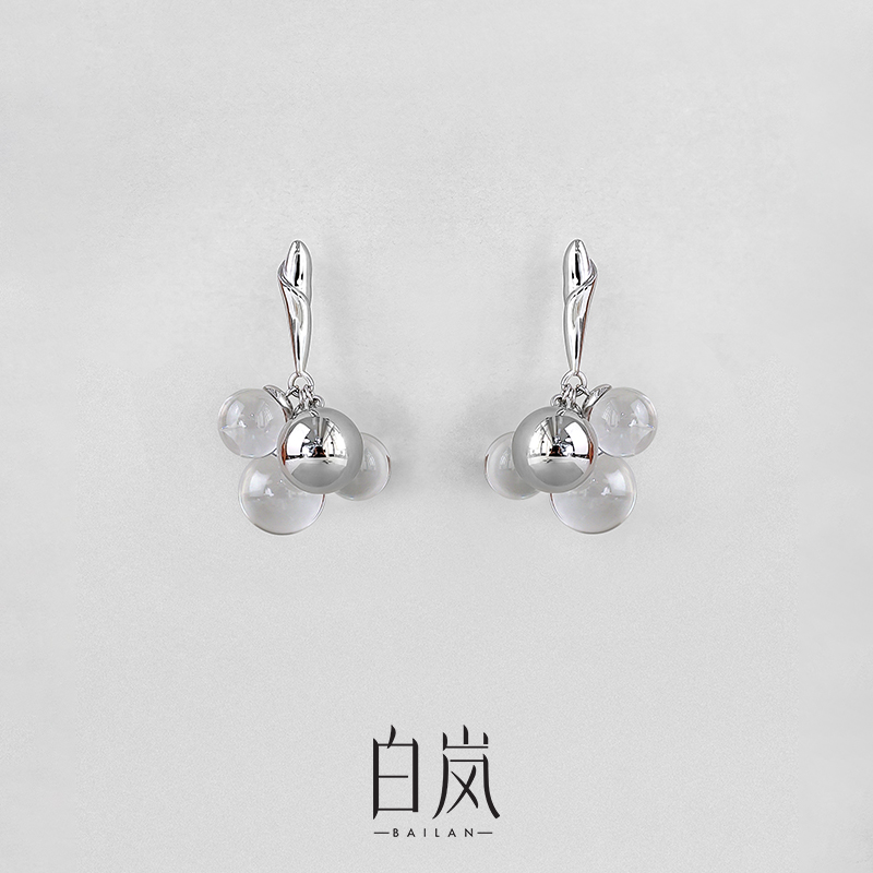 白岚朝露耳钉女小众设计2025新款设计感耳饰水晶耳环ED4194