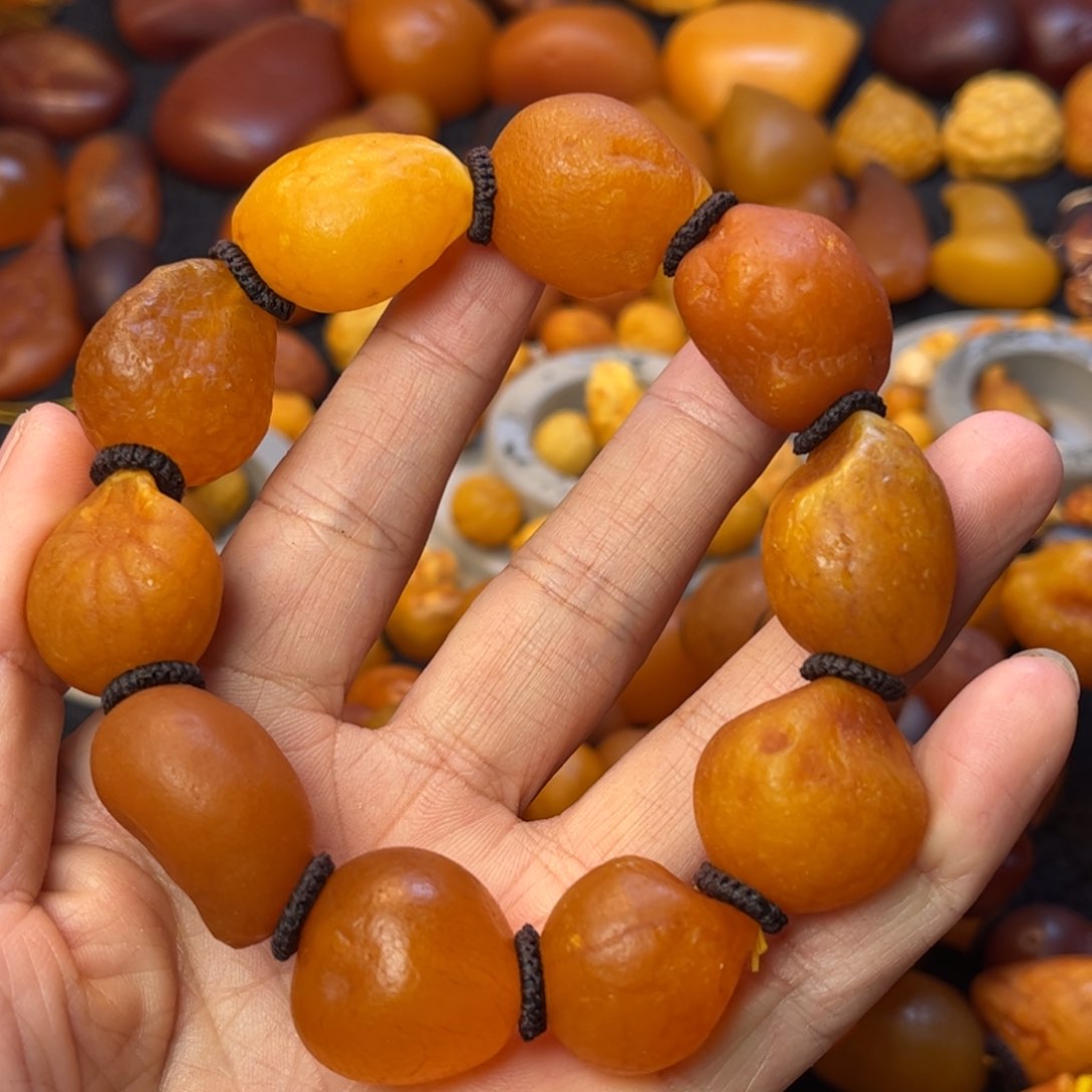 琥珀裸石未镶嵌天然蜜蜡手串