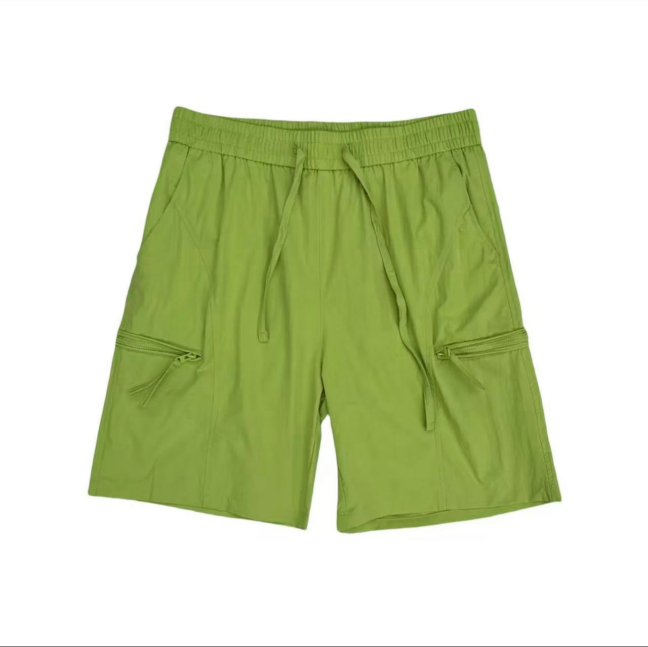 果绿色【冰丝锦纶短裤】夏季男女同款工装运动透气拉链短裤8079