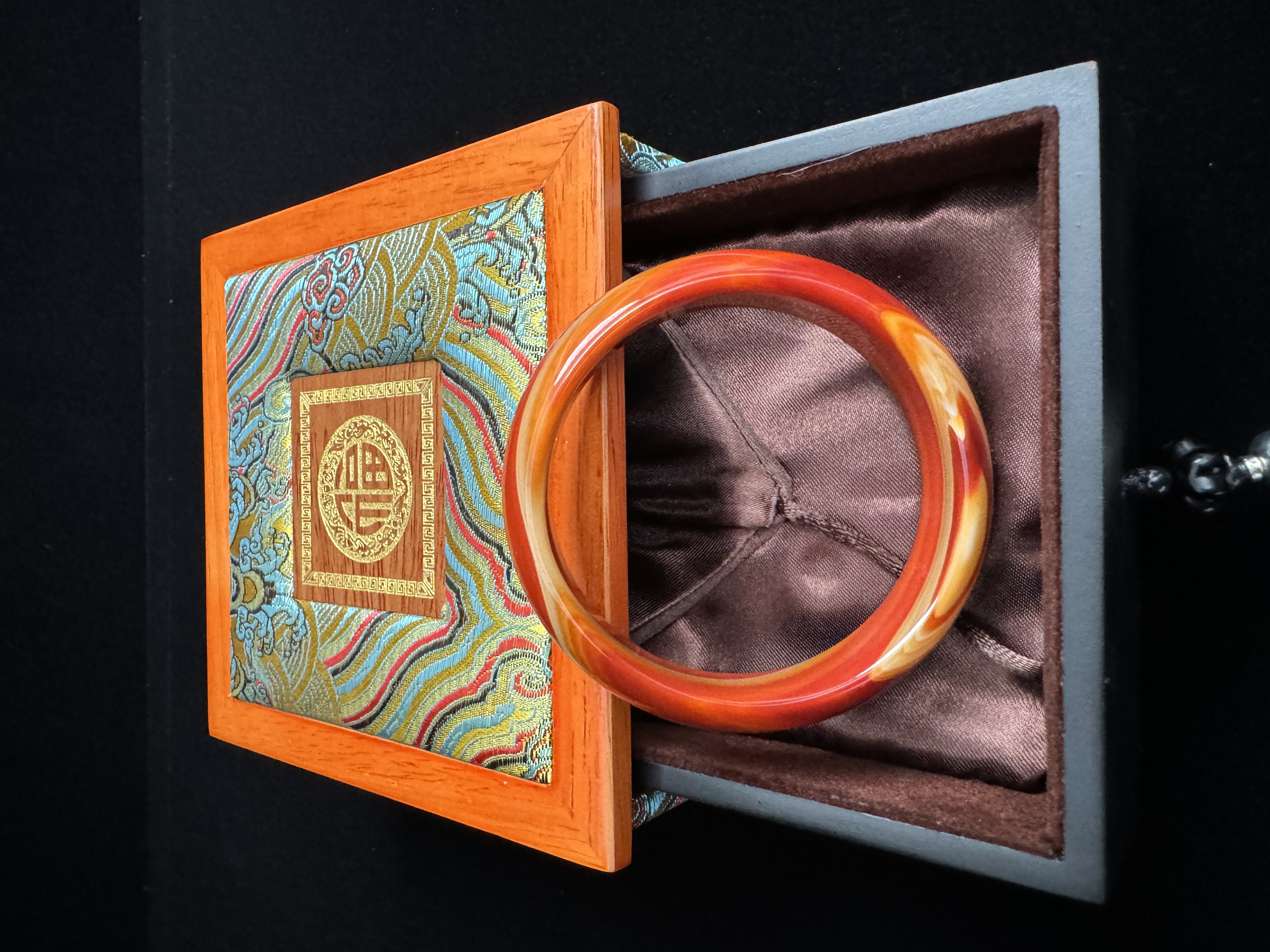 非金属珐琅手镯 战国红 心脉镯