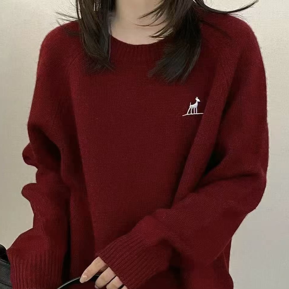 小马7859冬季新品韩版简约圆领长袖针织衫打底女