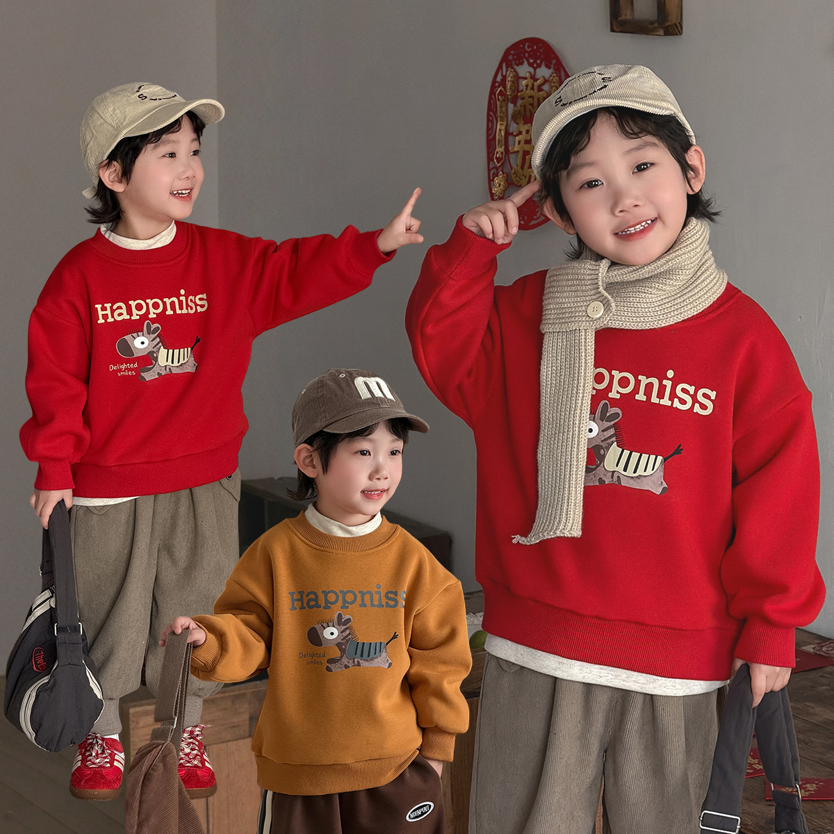 儿童年服卫衣加绒款长袖2025新款秋冬装男童DMQ6799 悠悠童话童装