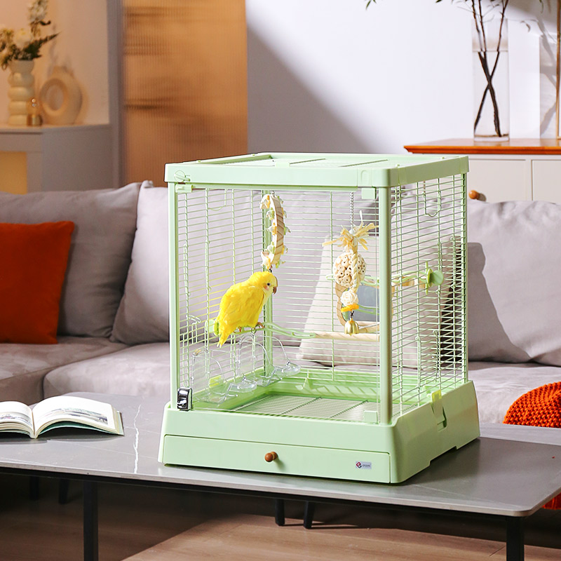 达洋鸟笼B5001SS透明玻璃鸟笼子别墅家用大号鹦鹉不锈钢笼新款