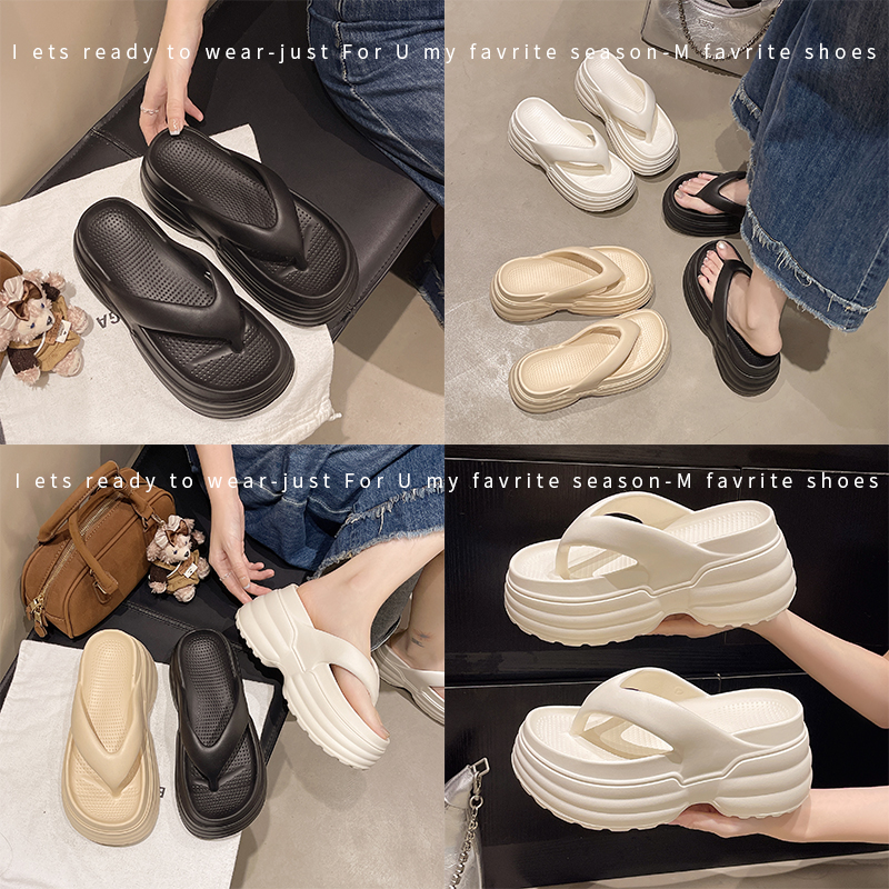 EVA新款时尚厚底增高8cm人字拖鞋女增高外穿防滑沙滩夹趾拖鞋女