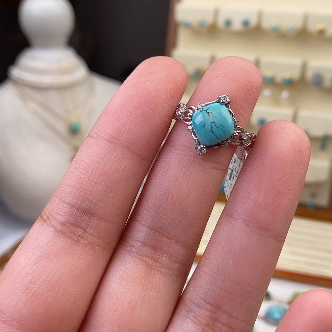 绿松石戒指银S925镶嵌