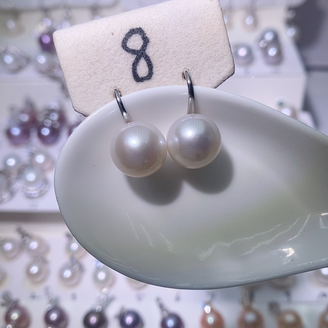 淡水珍珠耳饰银S925镶嵌吉****?尺寸11/12毫米