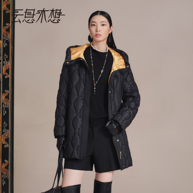 Ysimo-X云思木想 星河流转 秋冬新款拉链长袖连帽羽绒服13354