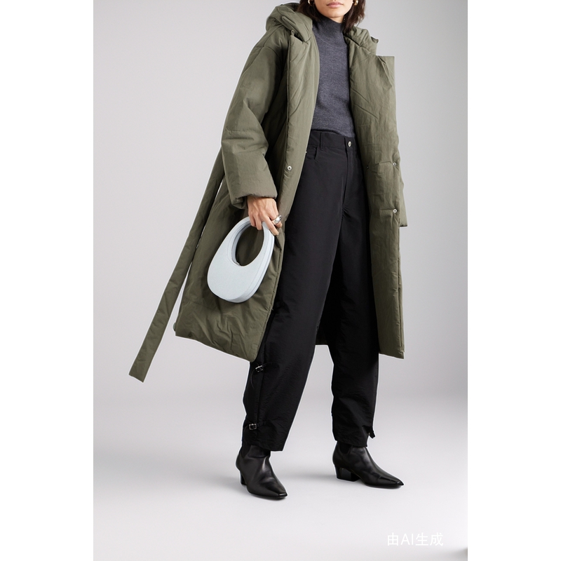 [折扣]Proenza Schouler/PS 秋冬女连帽配腰带长款外套风衣