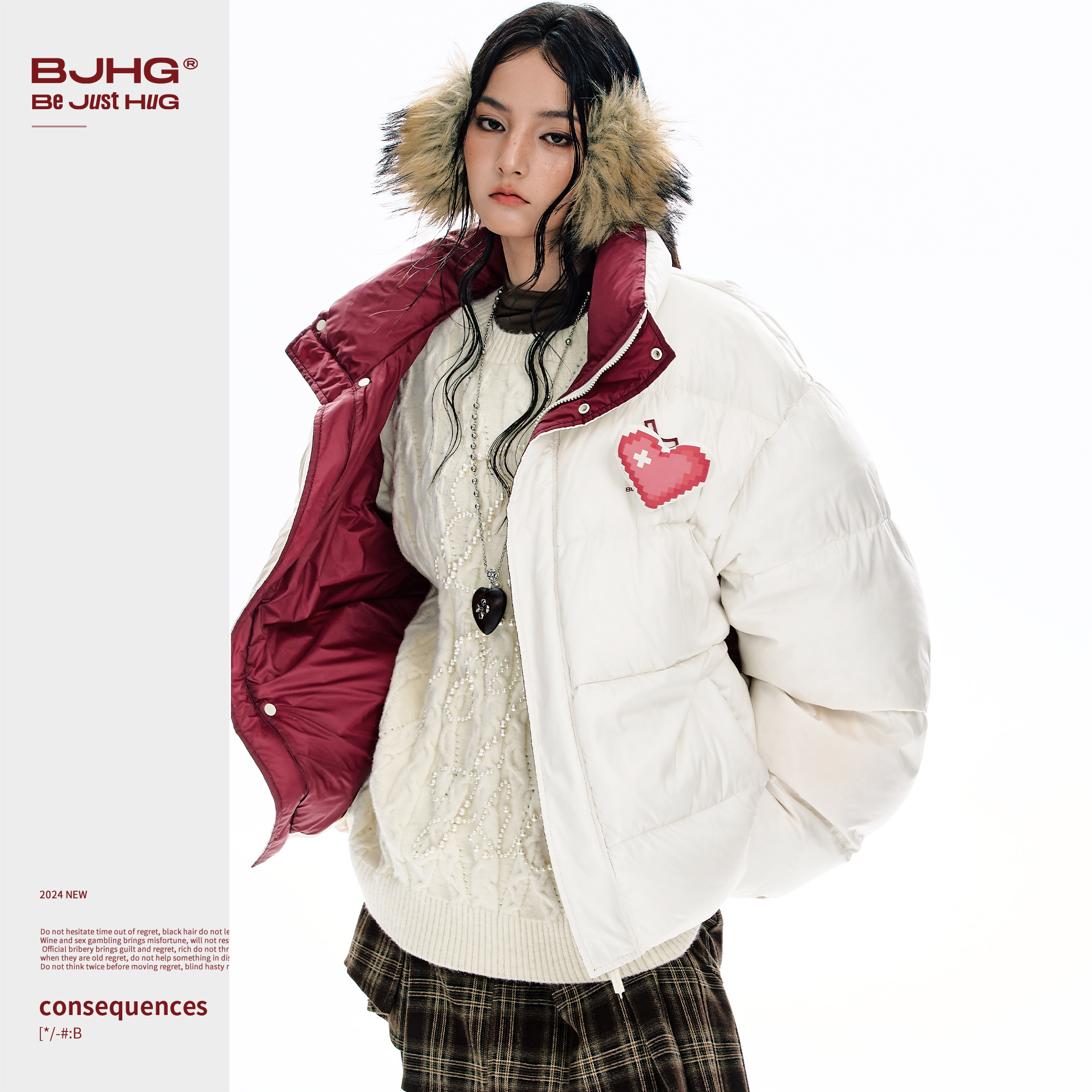 BJHG不计后果羽绒服男款冬季新款潮牌宽松加厚保暖90白鸭绒外套女