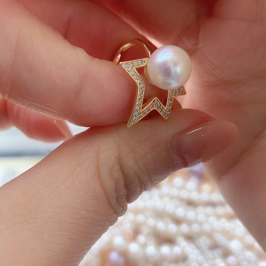 淡水珍珠耳饰银S925镶嵌