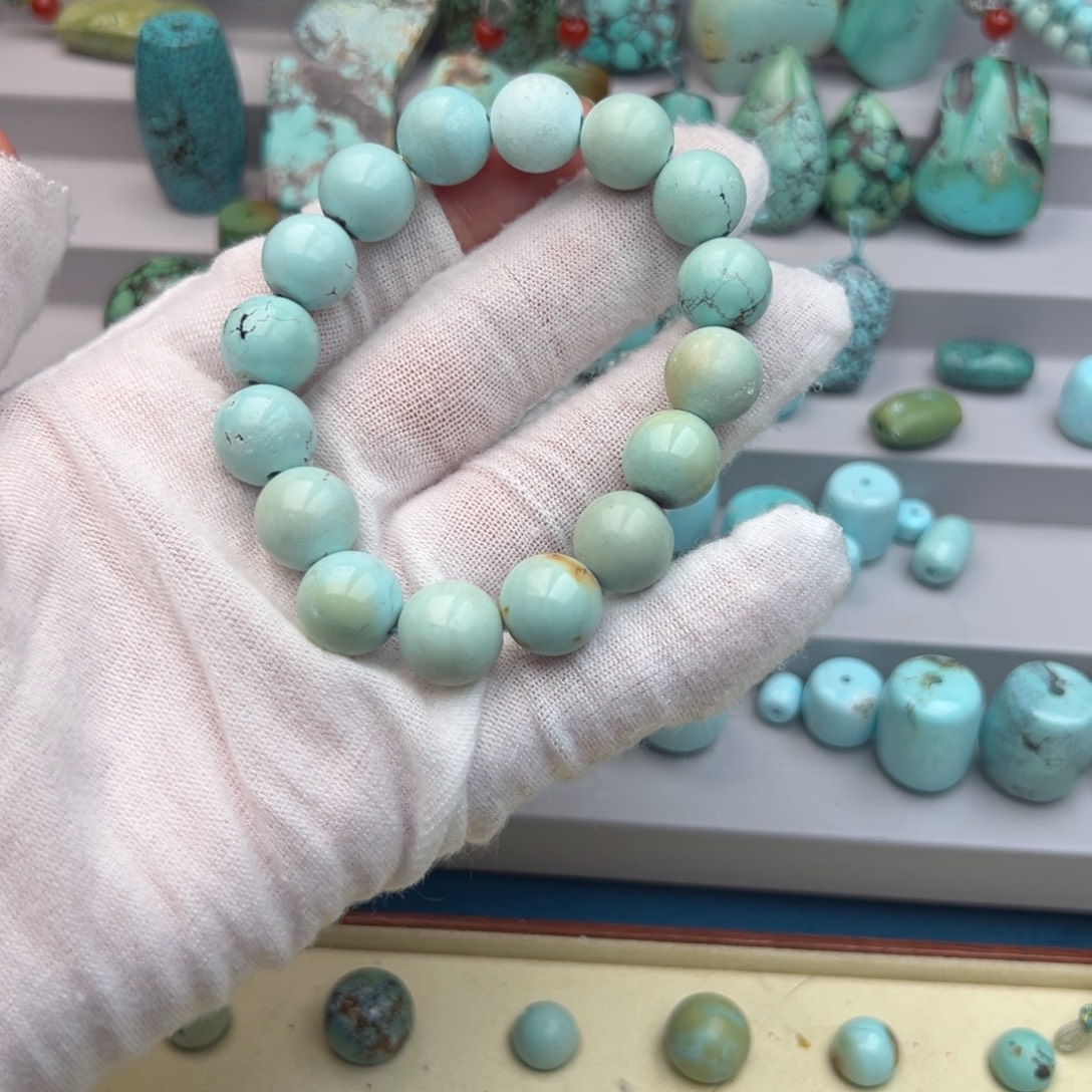 绿松石未镶嵌卡12圆珠手串