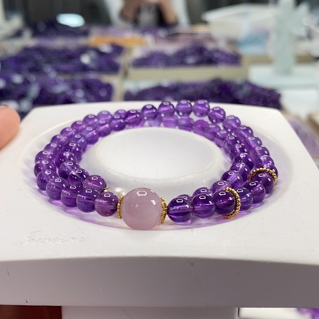 未镶嵌手串水晶乌拉圭紫水晶双圈6M