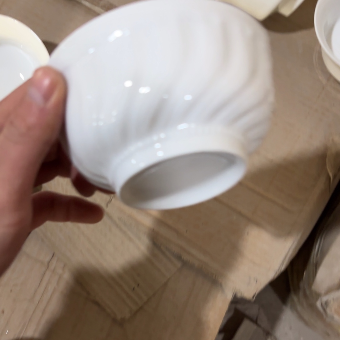 瓷微瑕高白珍珠螺旋米饭碗4.75，6个