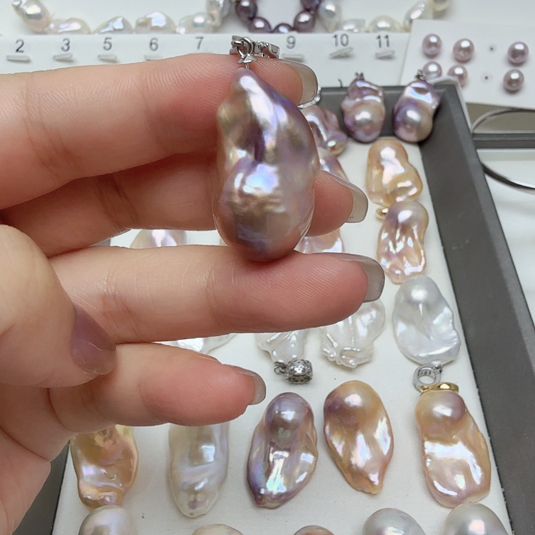 淡水珍珠银S925镶嵌吊坠(不含链)不退不换