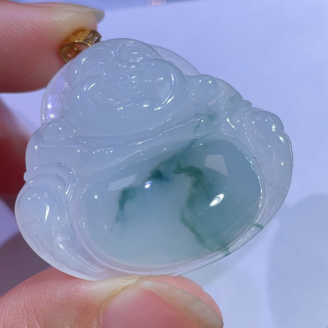 翡翠颈饰18K金镶嵌佛公