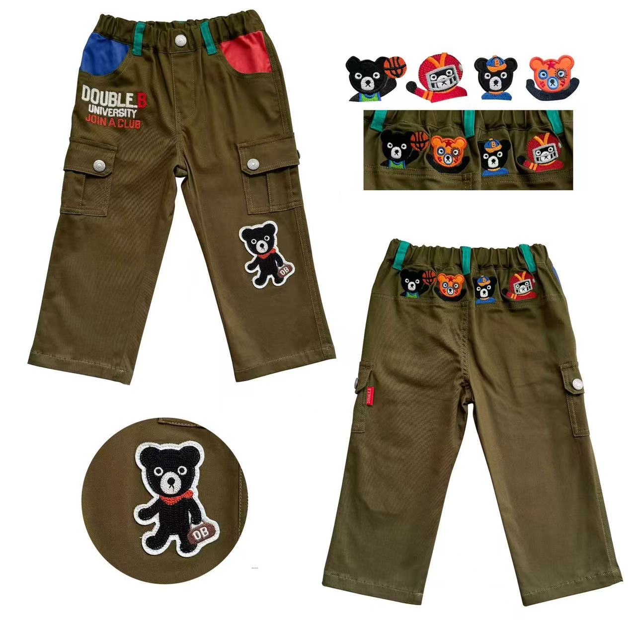 儿童日式春秋中性休闲裤运动中小童军绿休闲柔软微弹工装长裤男童