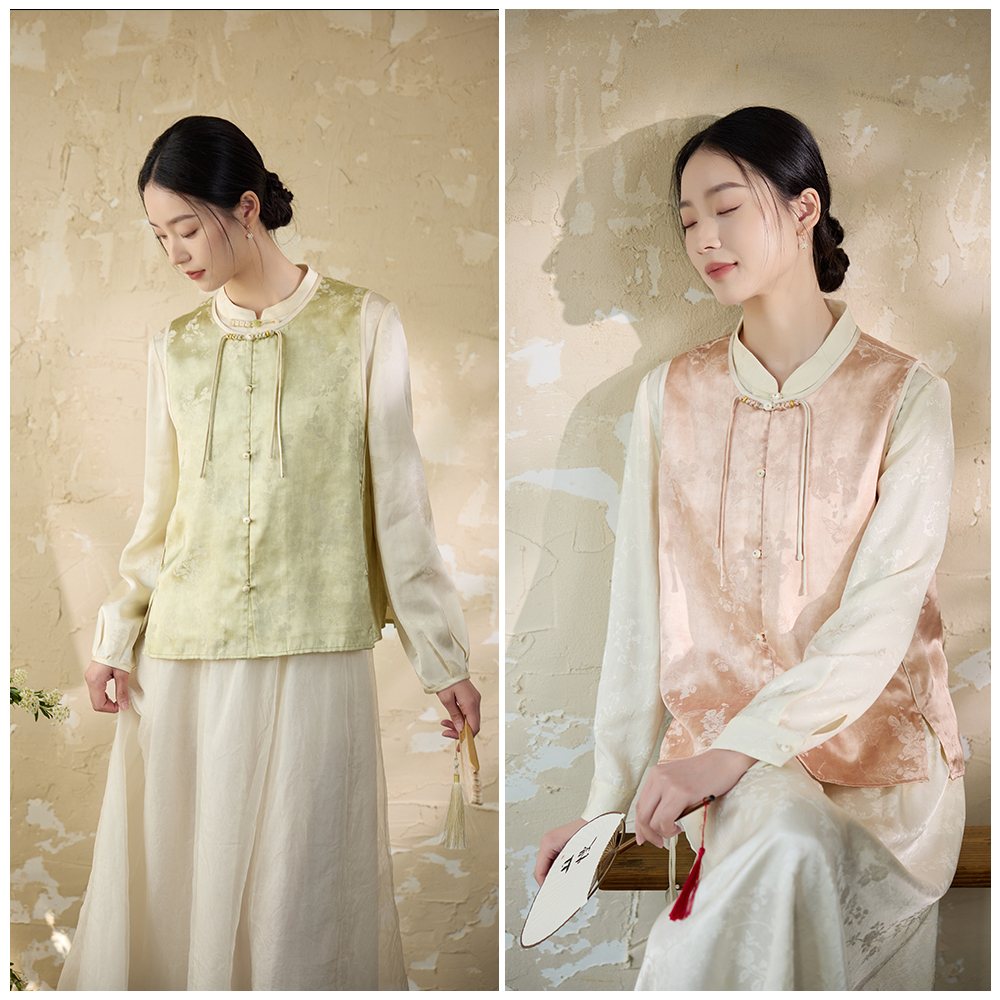 【梨花庄】25春夏51W0209《蝶恋》晕染印花新中式马甲