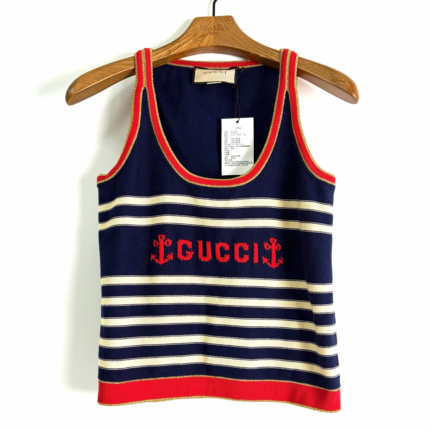 99新 GUCCI/古驰 s码 Gucci古驰 条纹撞色针织背心 全新 bz1042