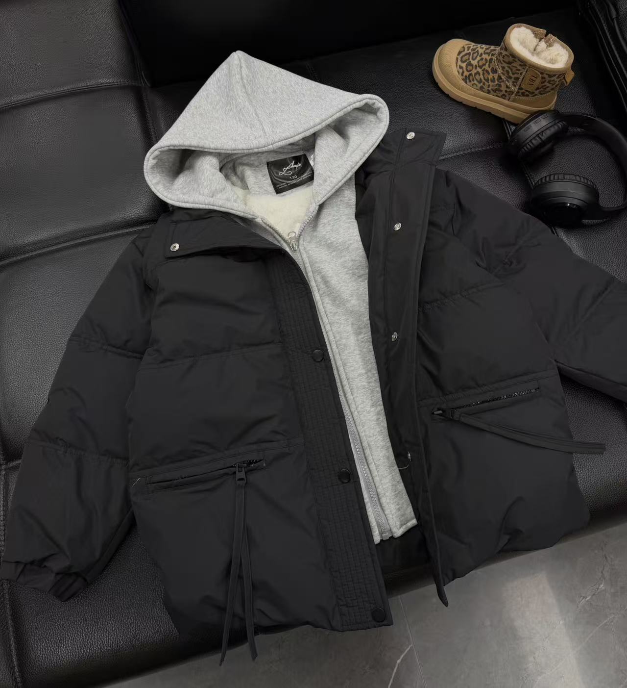 ZX 2025【Y】12月3日 儿童时尚黑色假两件棉服8131-