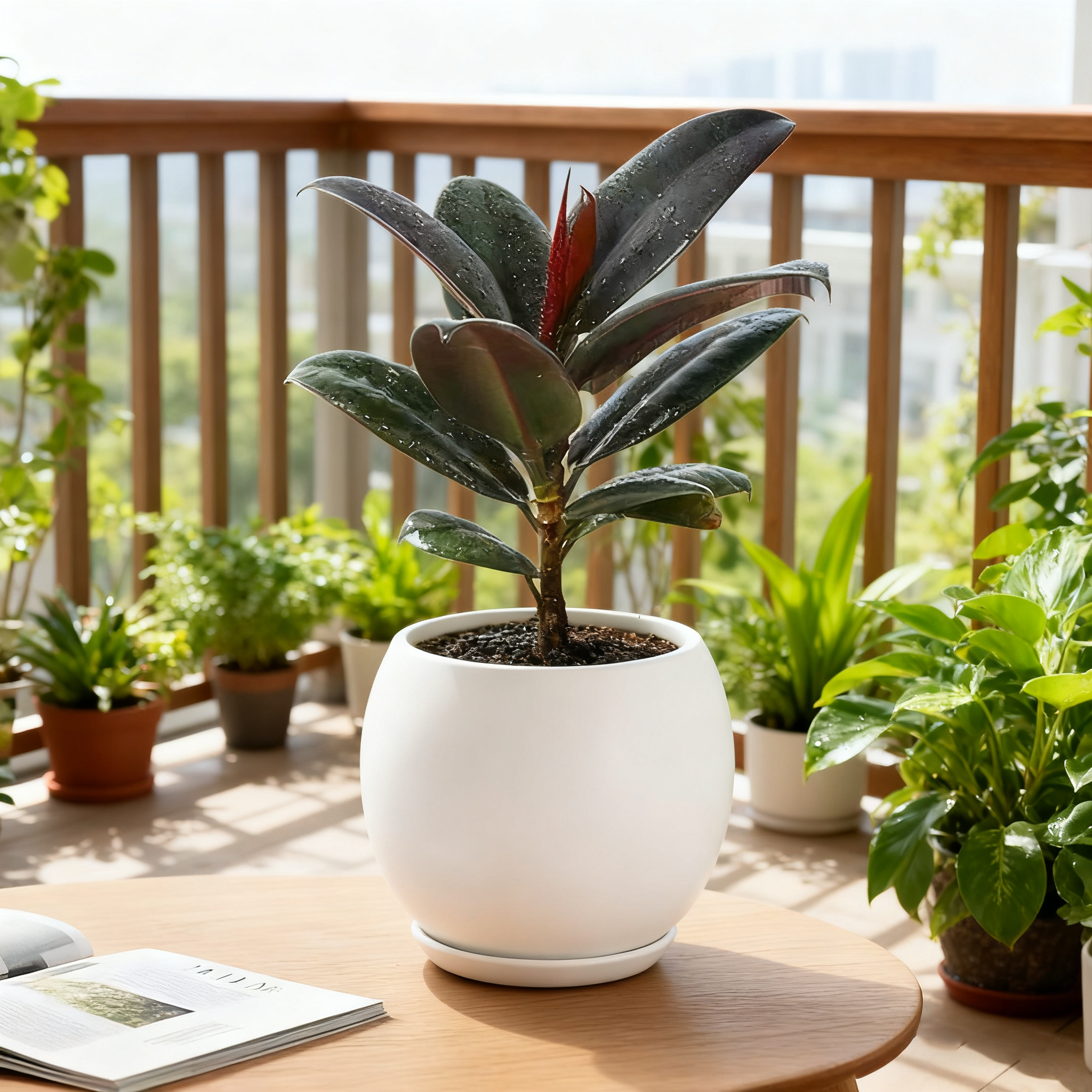 黑金刚橡皮树盆栽室内客厅净化空气四季长青好养绿植《不带白色盆》