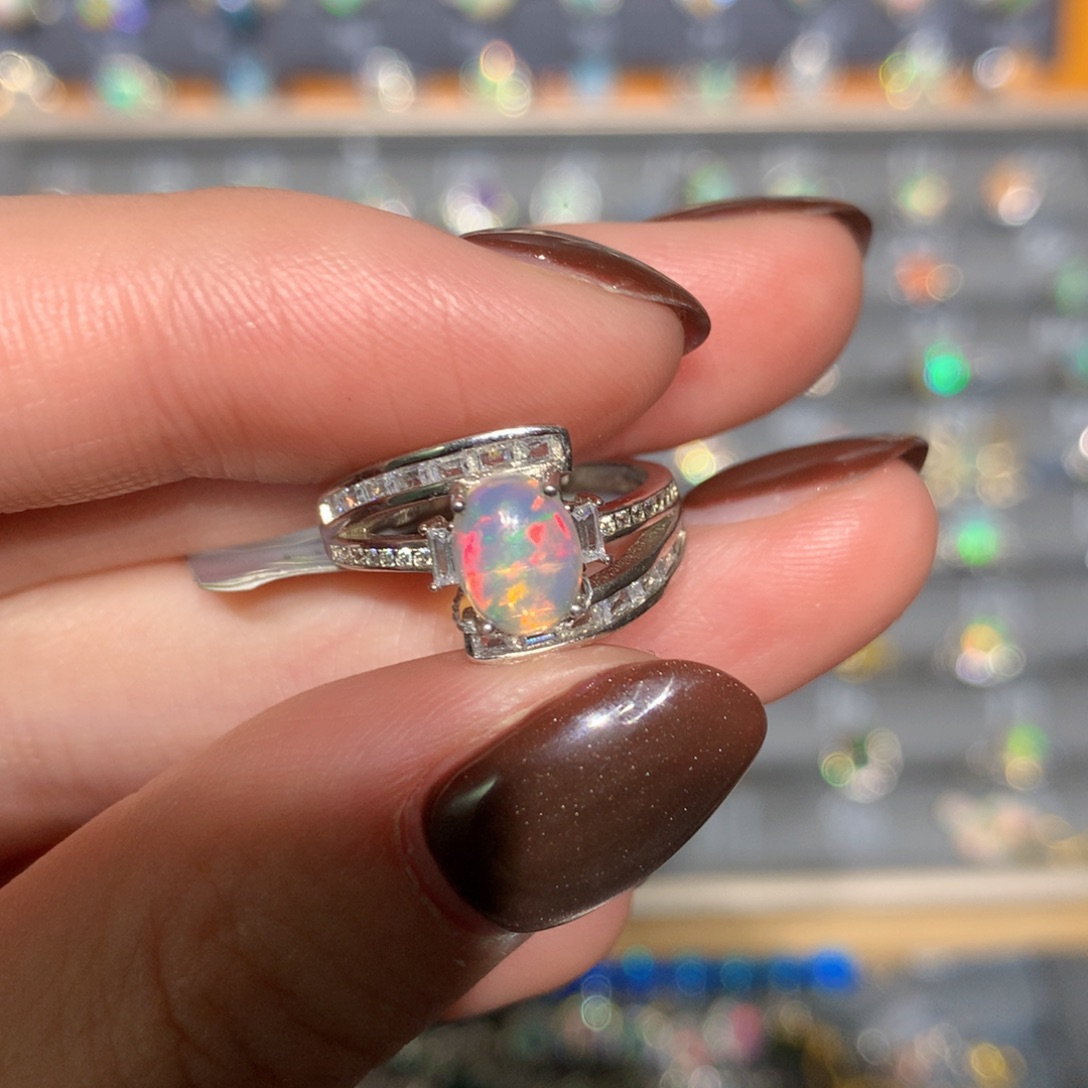 银S925镶嵌欧泊戒指t