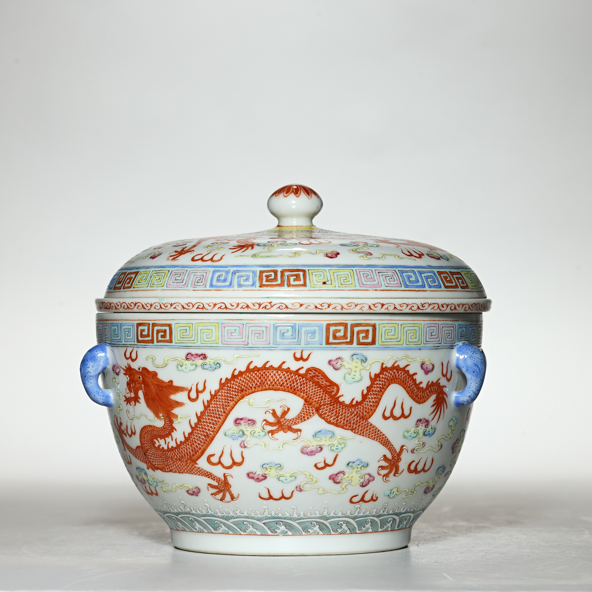 6177民国.粉彩龙纹温锅【古董拍卖】