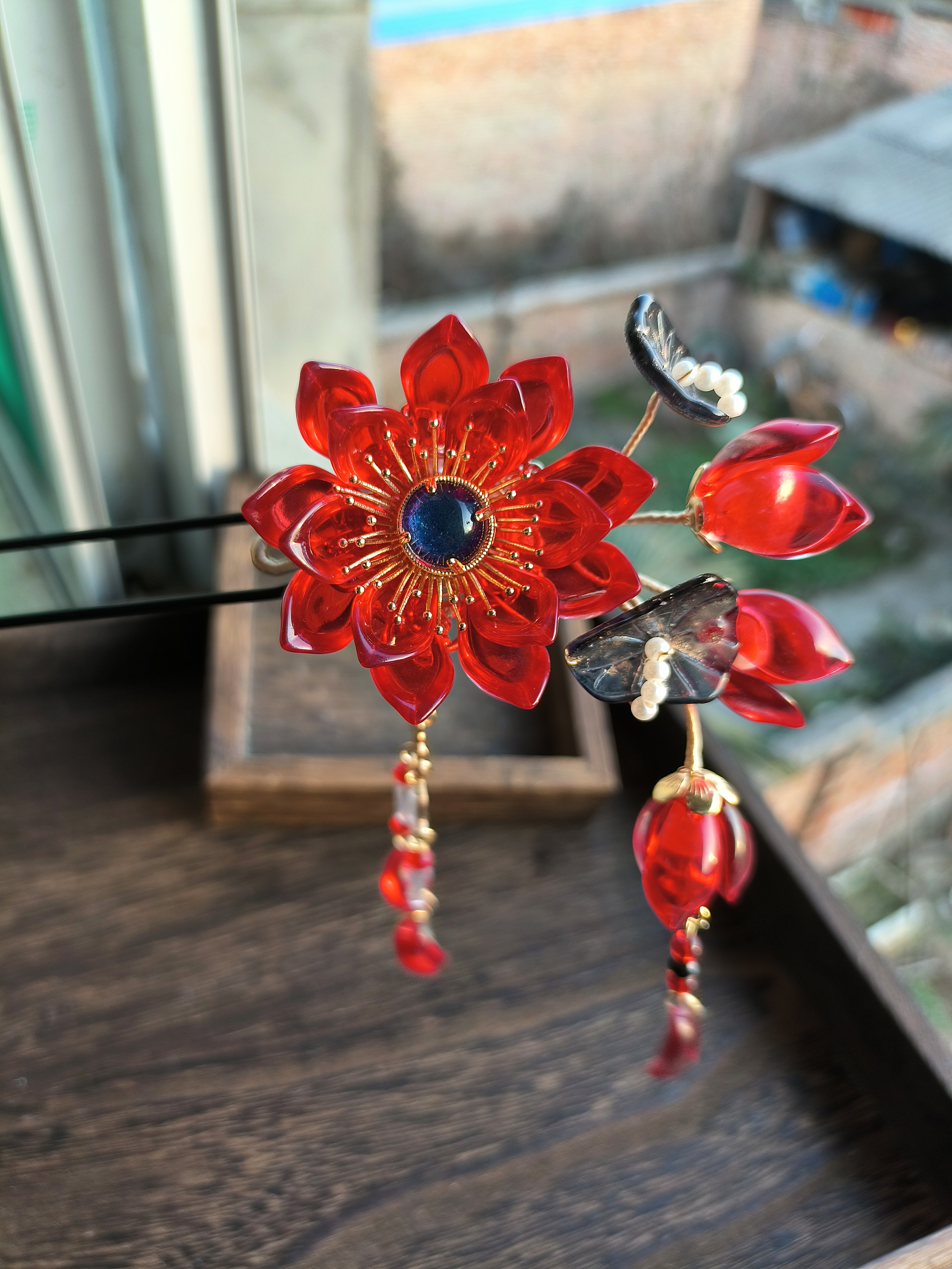 3号 原创红色系古风发簪，主体可更换（满88包邮）