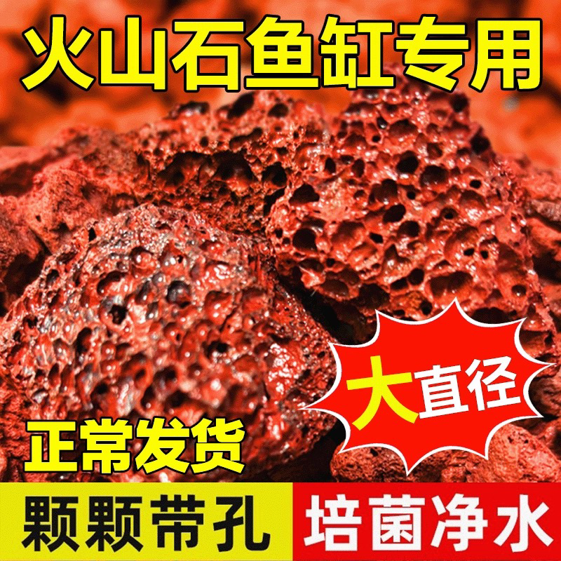 天然多孔隙爆孔火山石颗粒用于鱼缸龟缸铺底造景过滤