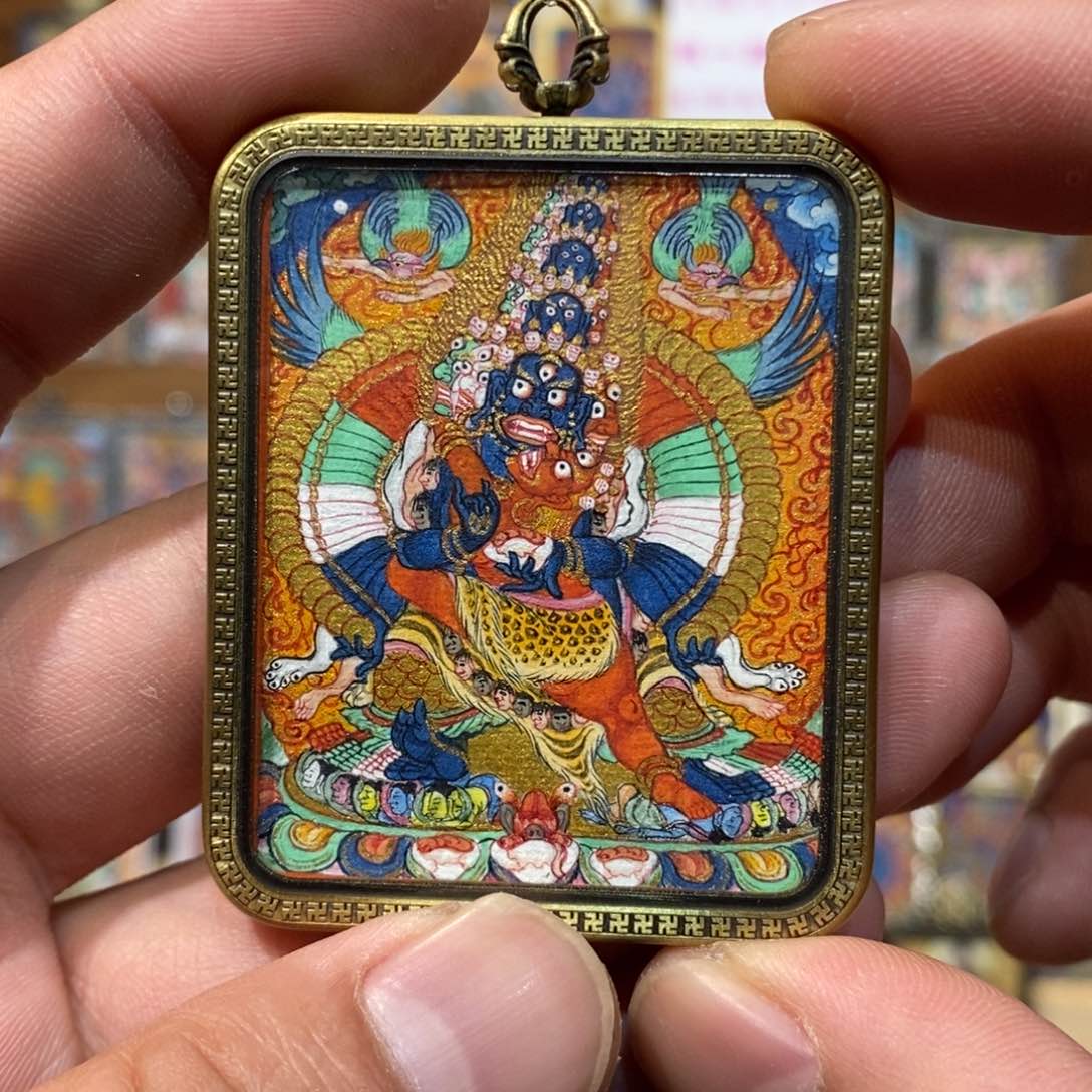 吊坠西藏纯手绘唐卡黑噜嘎