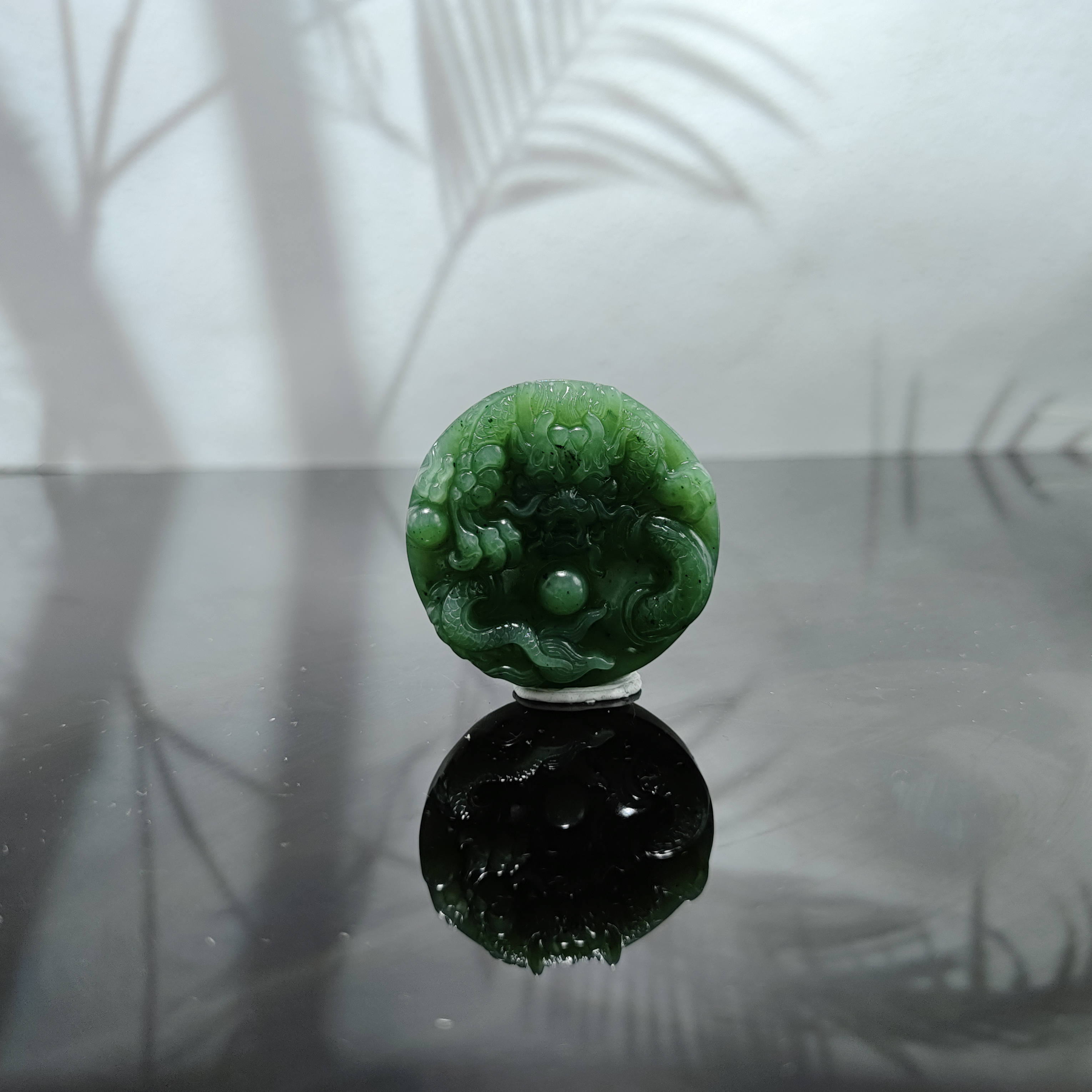 N和田玉碧玉龙腾四海吊坠2418