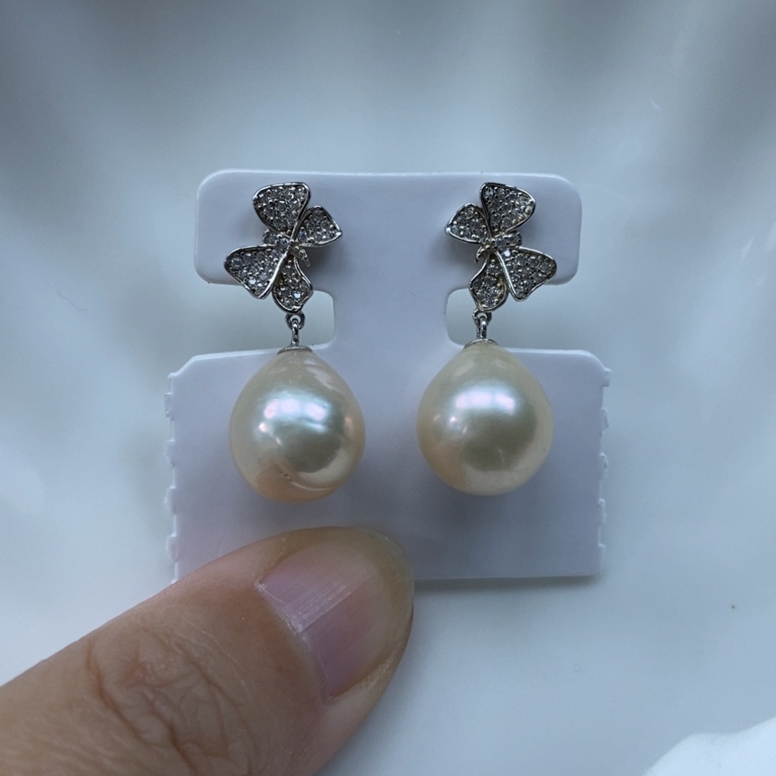 淡水珍珠耳环银S925镶嵌特价127