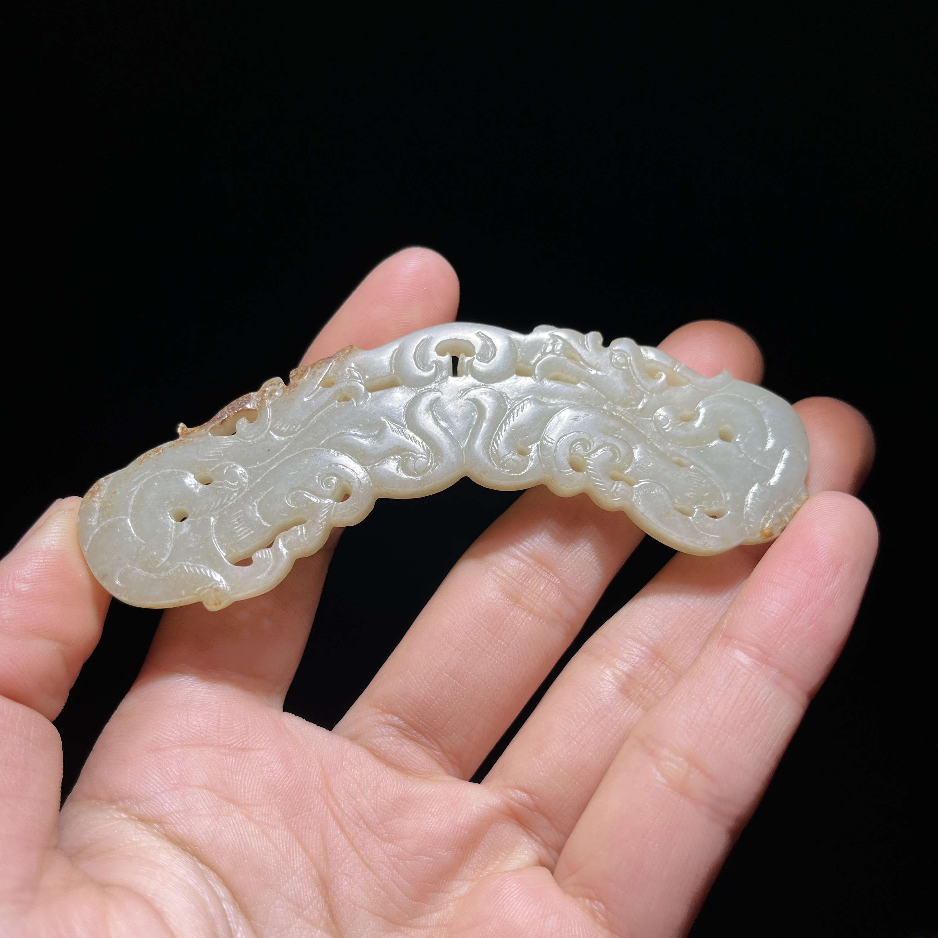 玲珑古玉收藏和田玉双龙玉璜