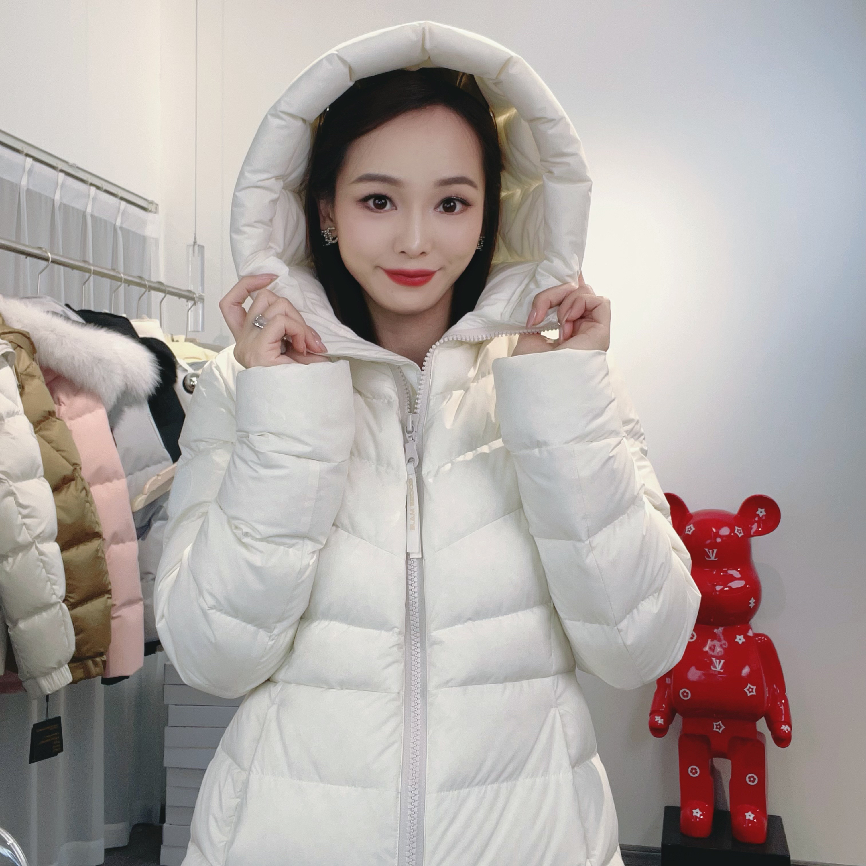 连帽拉链短款修身白鸭绒服冬季女装保暖秋冬 BG034