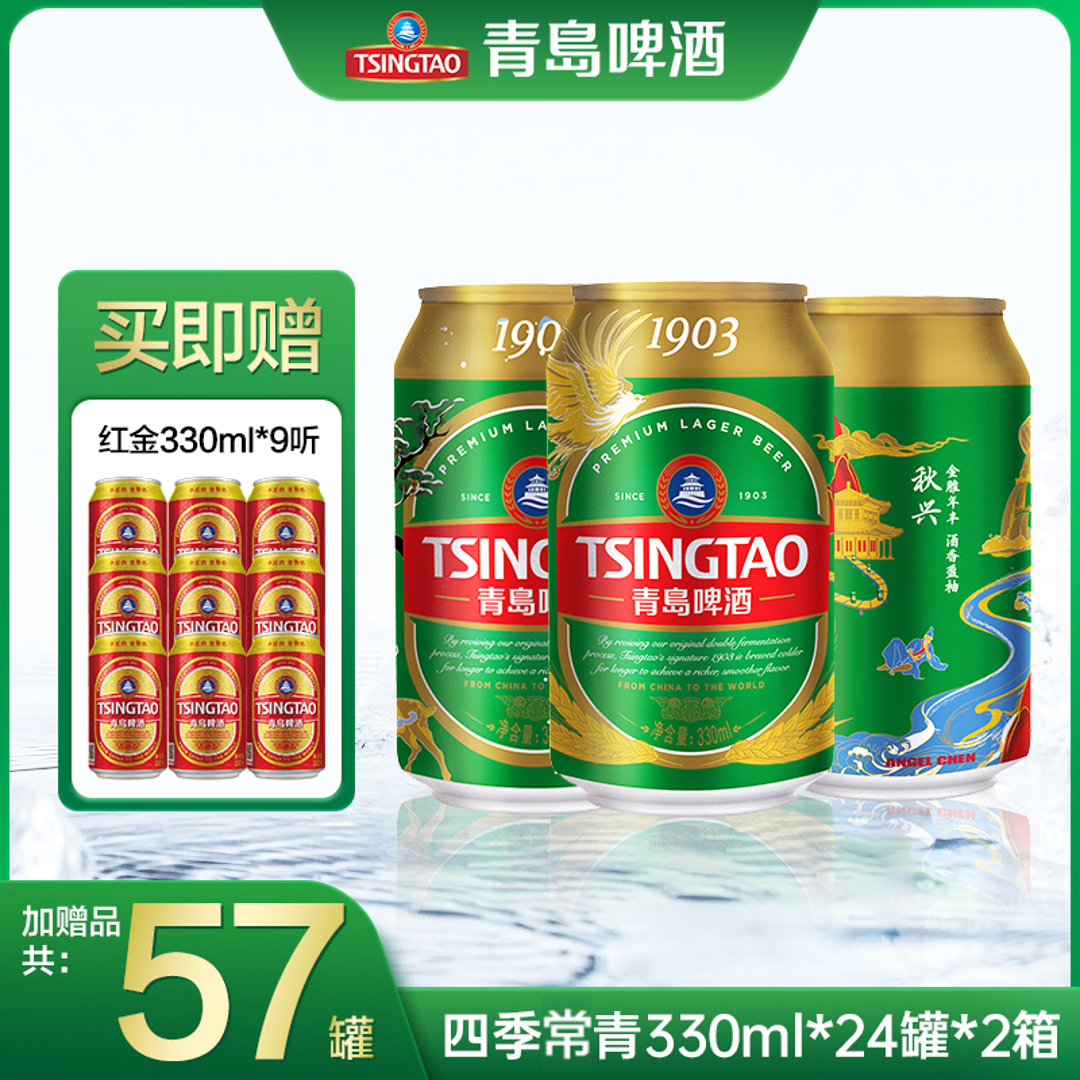 青岛啤酒1903四季常青款330ml*24罐*2箱