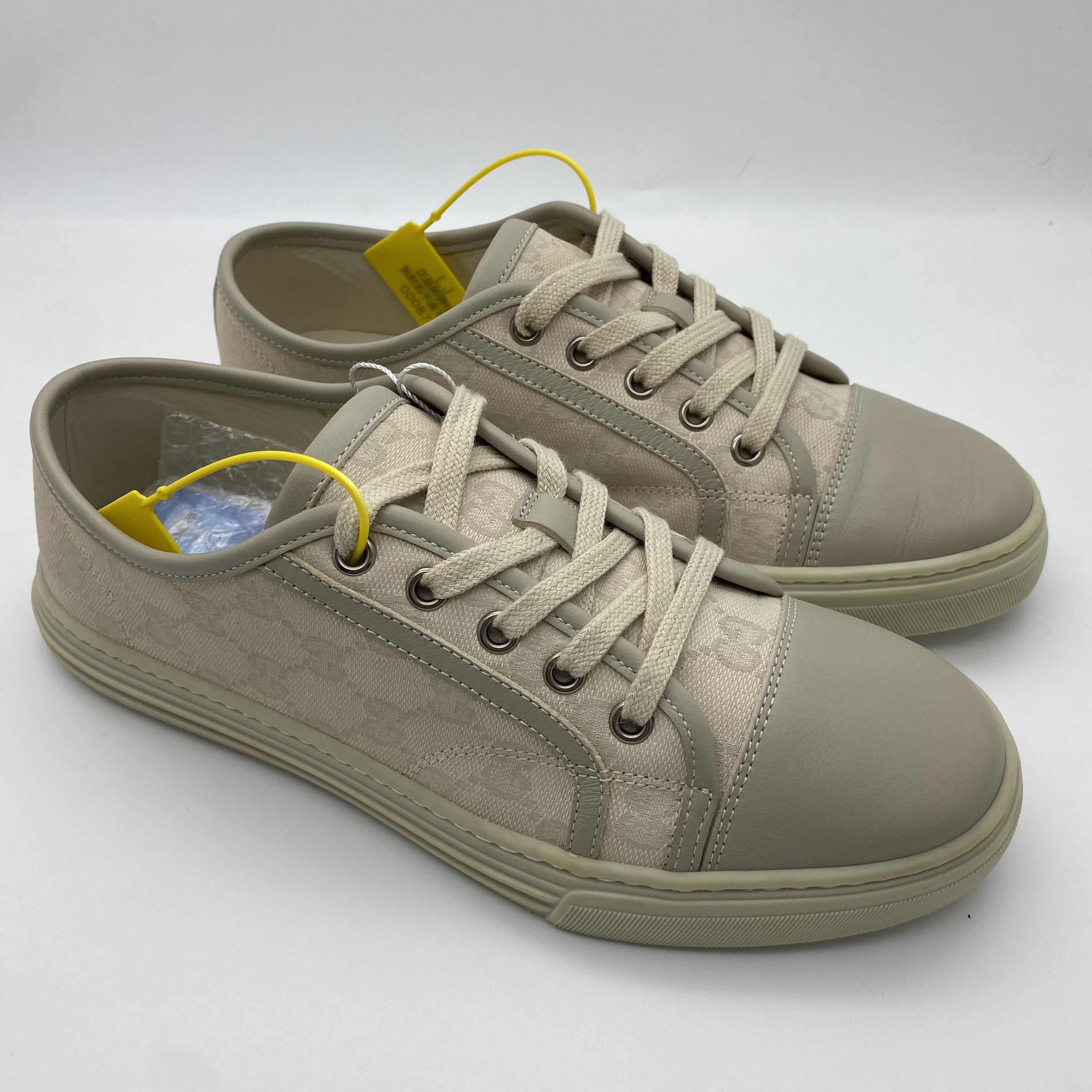 95新 GUCCI/古驰 38欧码/米白色帆布满印老花休闲鞋