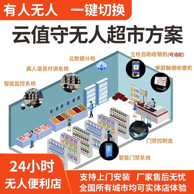 24小时无人便利店系统设备各种商品无人超市无人店云值守远程看店