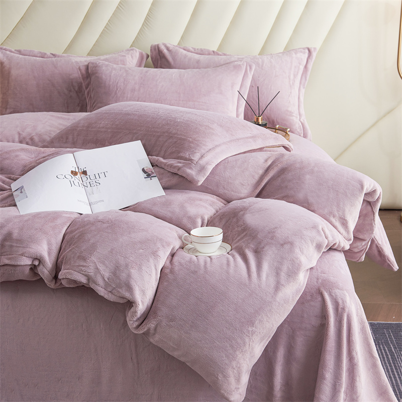 加厚牛奶绒被套单件冬季加绒保暖被罩纯色双面绒毛绒床品单人绒面