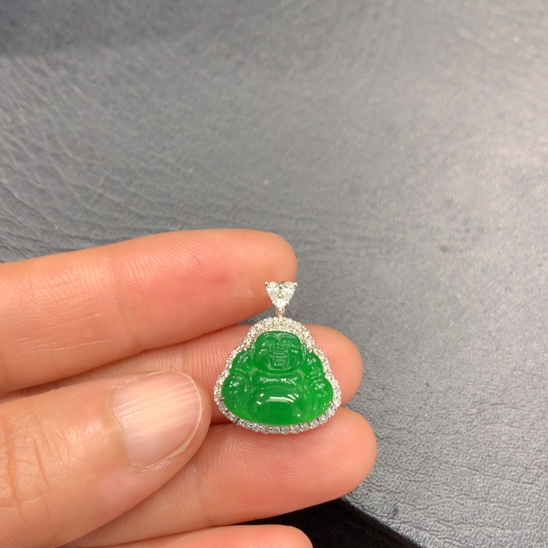 翡翠18K金镶嵌吊坠(不含链)
