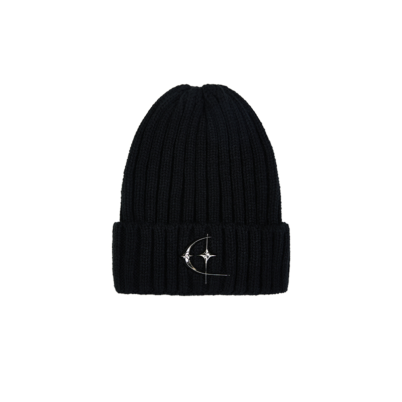 QUARTER IN NIGHT金属星月logo针织帽