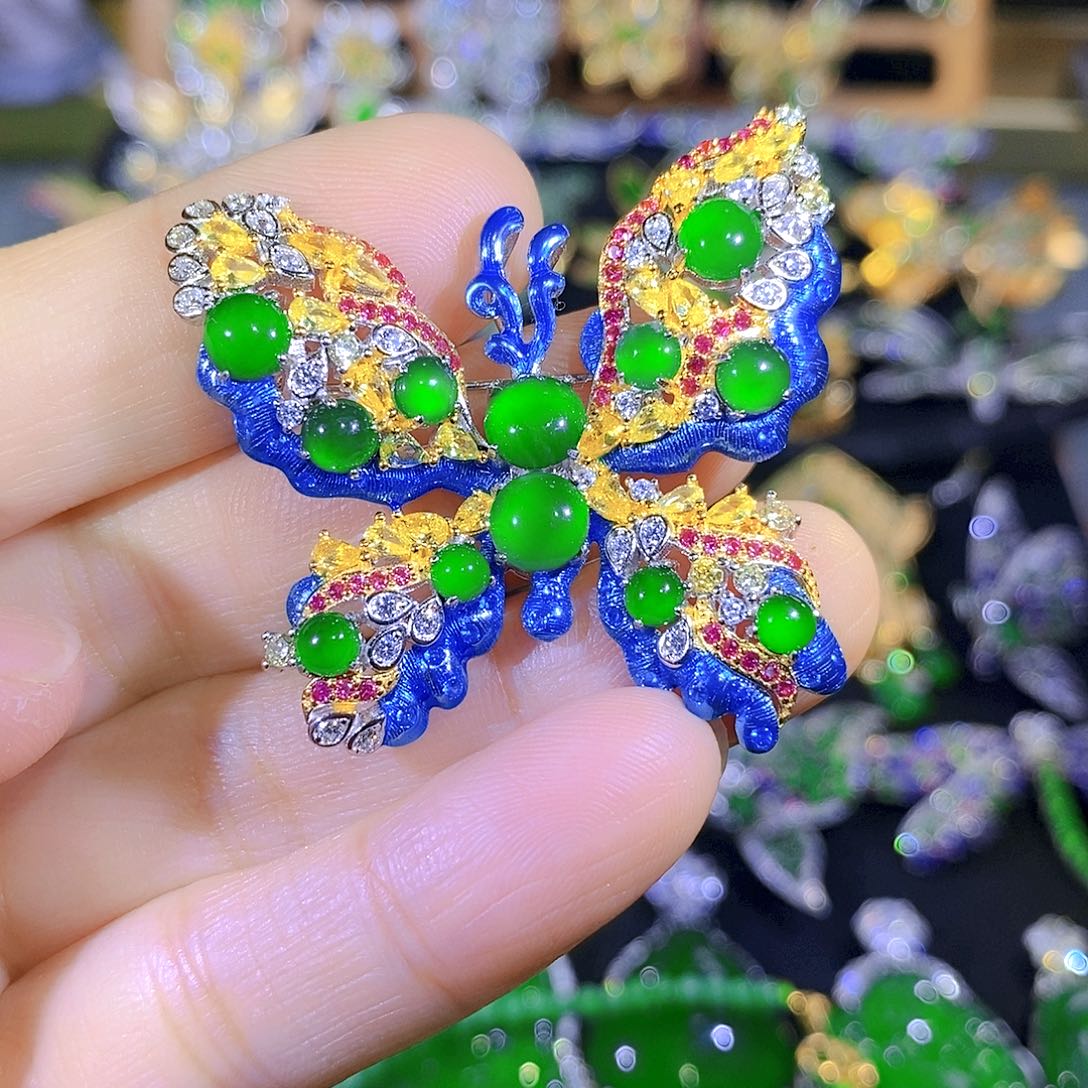 吊坠(不含链)银S925镶嵌翡翠