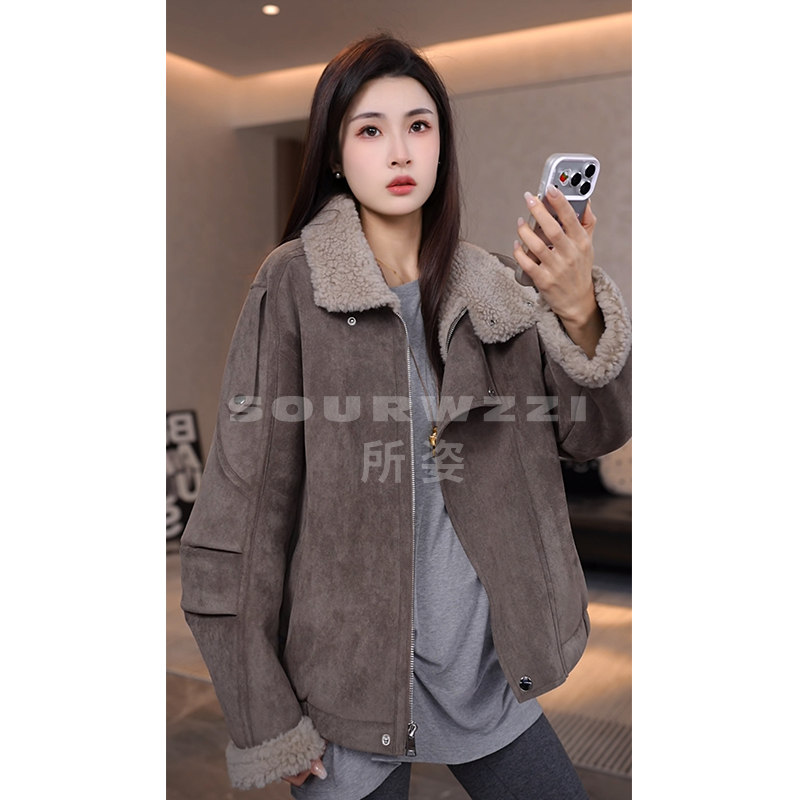 SOURWZZI/所姿新款设计师气质加厚休闲女士羊毛外套SZ-25610