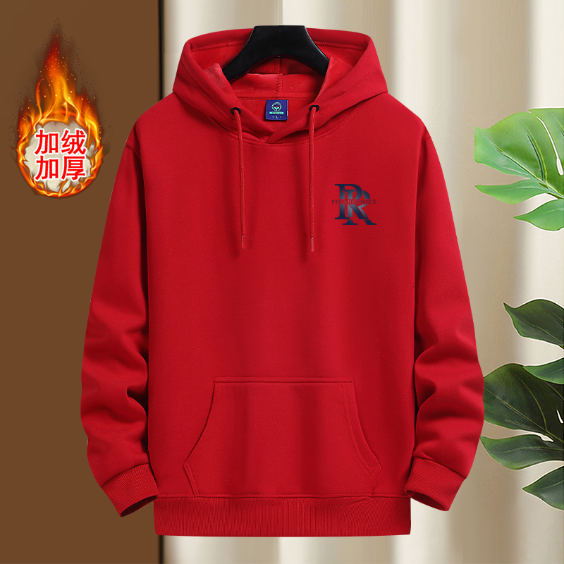 秋冬新款男装加绒加厚连帽卫衣潮流百搭休闲情侣帽衫男女同款卫衣