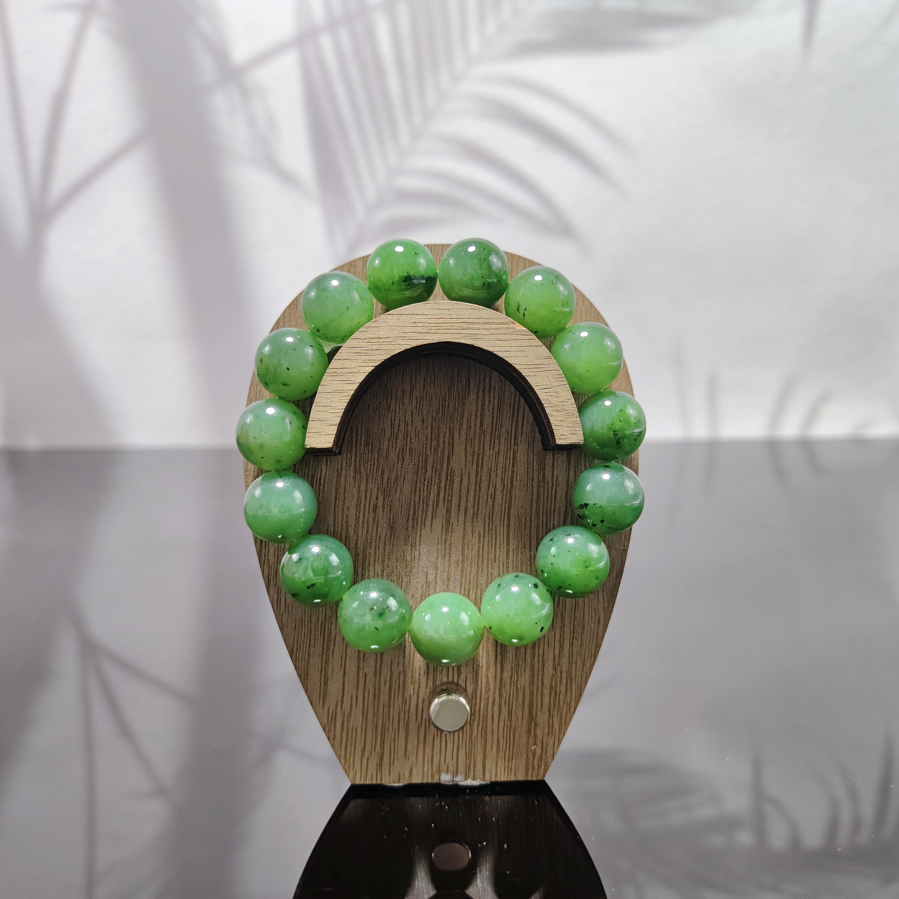 H和田玉碧玉圆珠手串（卡14）0007