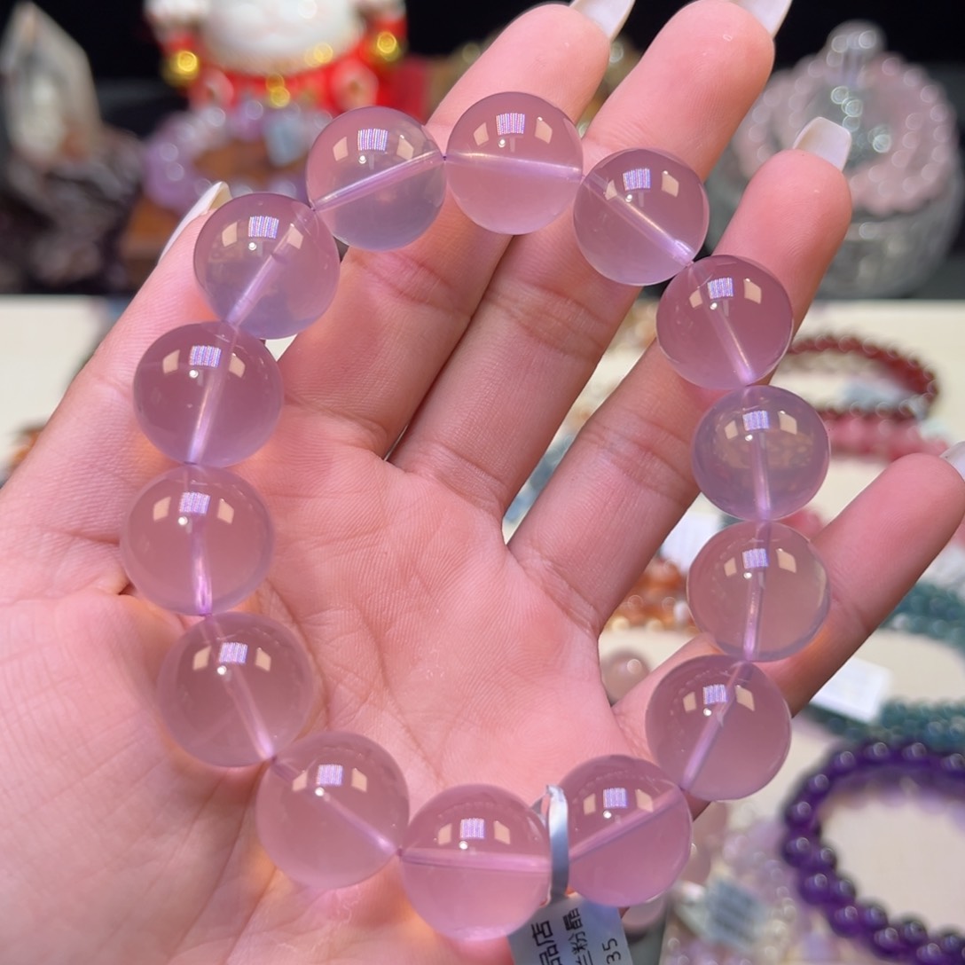 水晶手串未镶嵌C****i祖宗级紫罗兰粉晶17.3mm