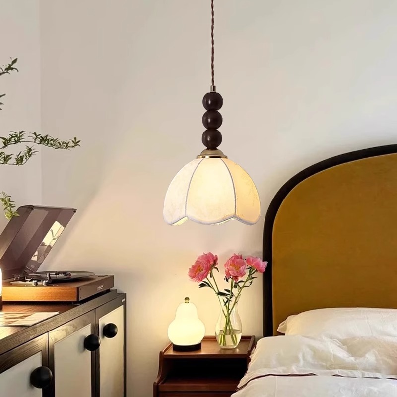 中古风卧室客厅床头灯美式复古小吊灯中古简约餐厅餐桌吧台吊线灯