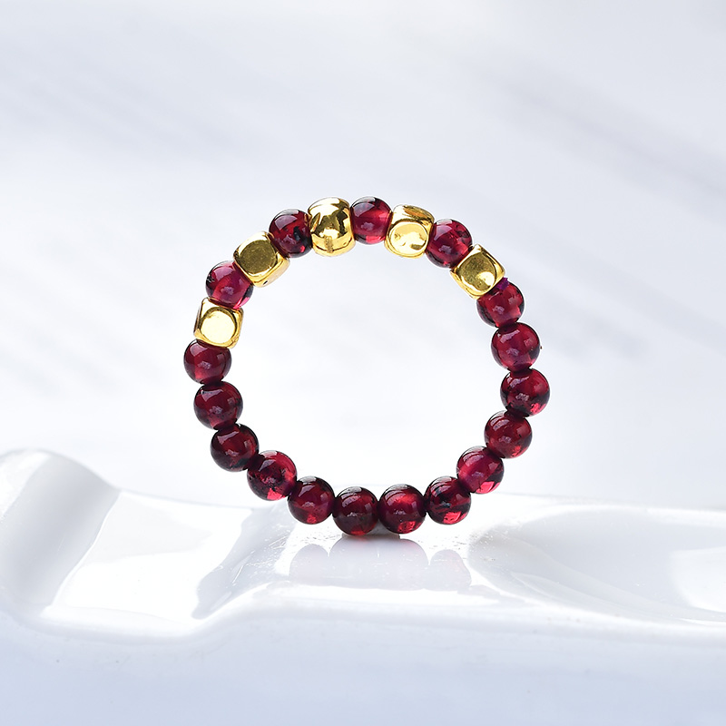 【黄金补贴】足金圆珠搭配天然石榴石女款时尚气质（带证书礼盒）