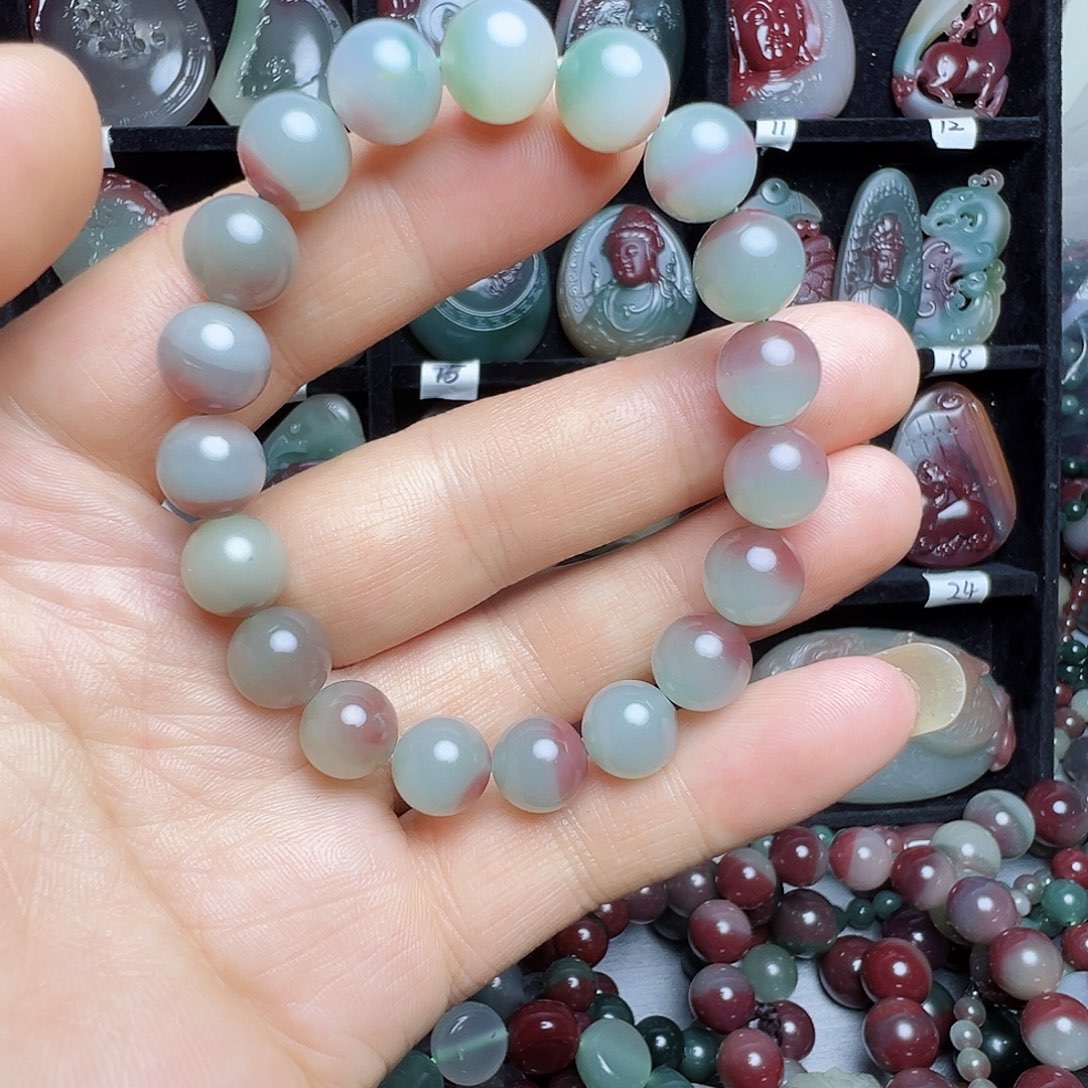 水***青玛瑙/玉髓秦紫玉未镶嵌