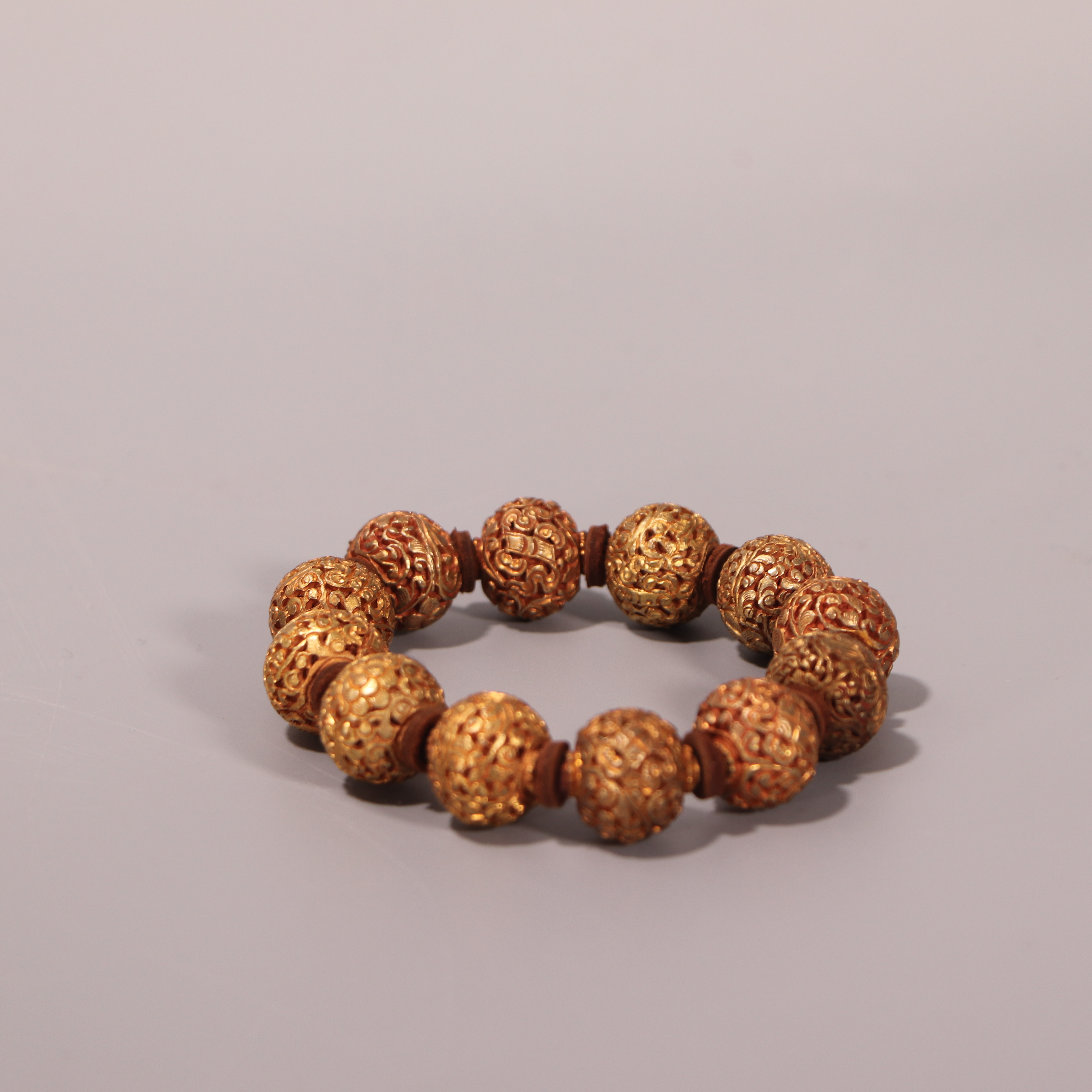 lot2  DY3702  清代  鎏金镂空手串