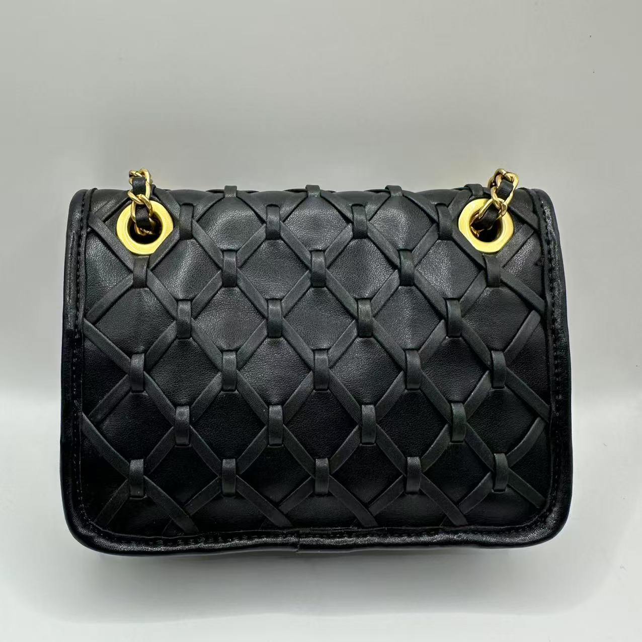 2025新款真皮女包编织6609黑色