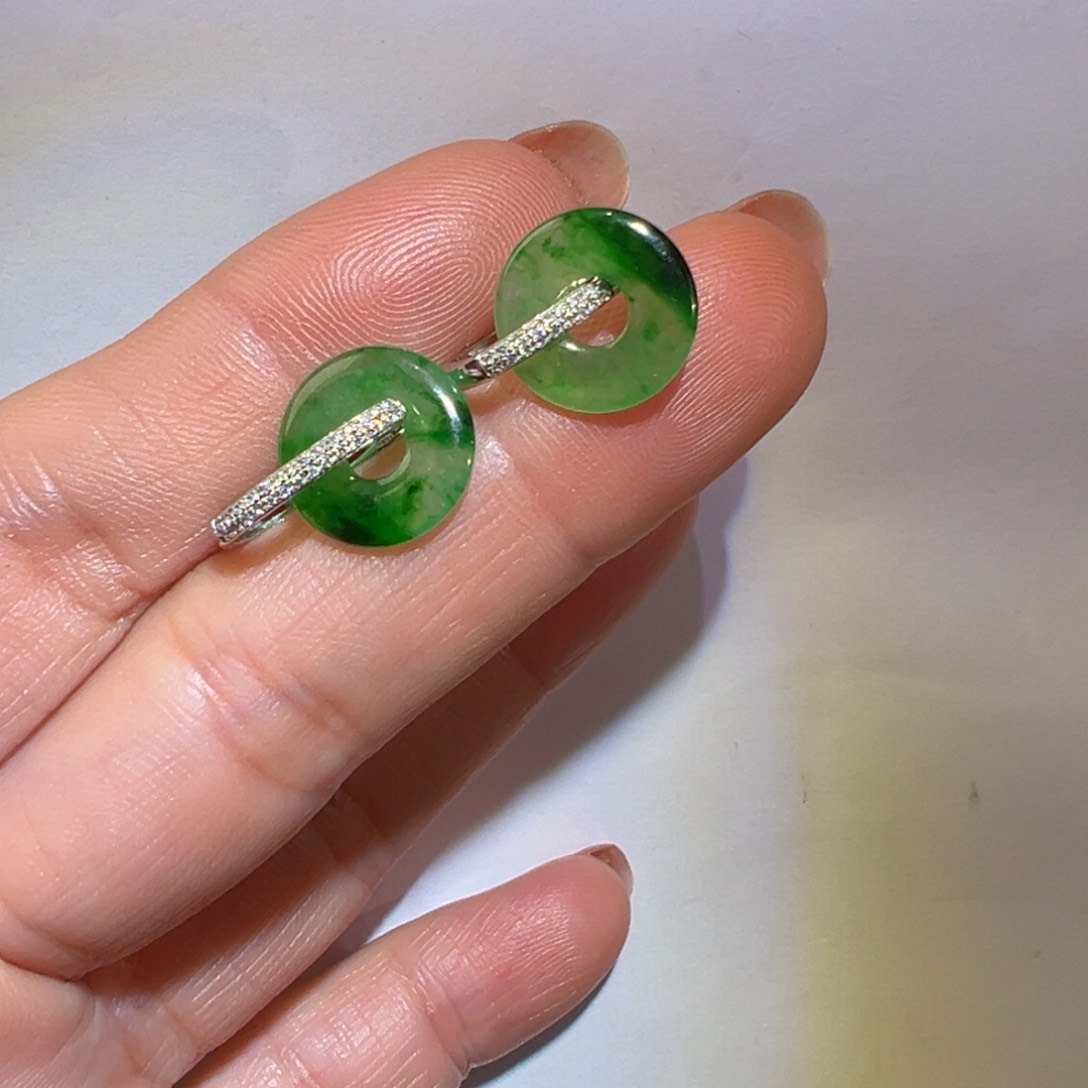 翡翠颈饰18K金镶嵌耳环